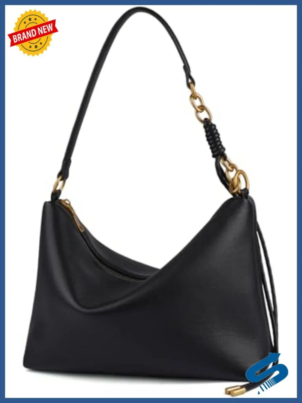 Soft Slouchy Vegan Leather Shoulder Hobo Bag with Crossbody Strap